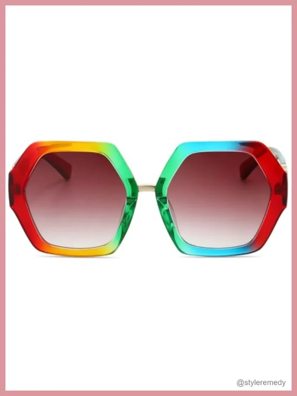 Oversized Retro Hexagonal Sunglasses UV400 Protection Polycarbonate Frame